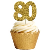 Toppers Glitter Dourado Cup Cakes 80