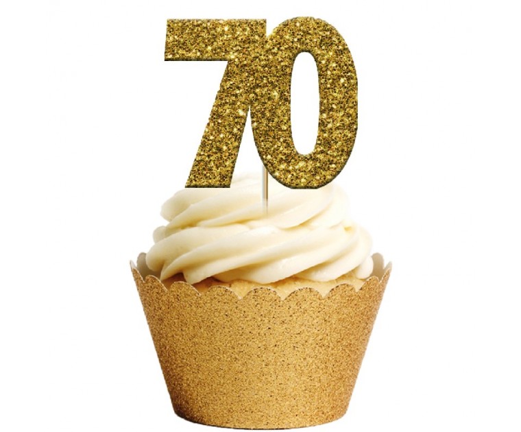 Toppers Glitter Dourado Cup Cakes 70