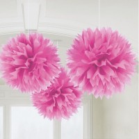 Pack 3 Pompons Fluffy Rosa 40 Cms