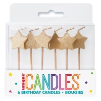 Pack 6 Velas Estrelas Douradas