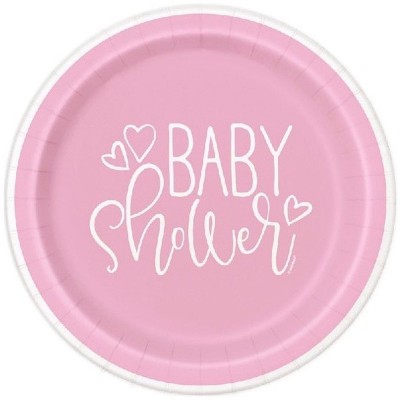 8 Pratos Baby Shower Rosa
