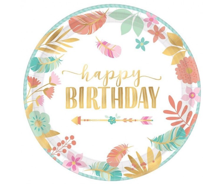 Pratos Boho Happy Birthday
