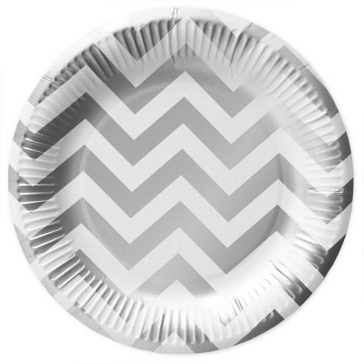 Pratos Chevron Branco e Prata Pratos Chevron Branco e Prata