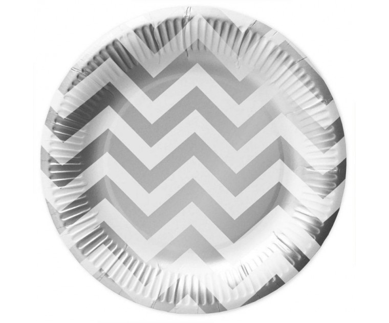 Pratos Chevron Branco e Prata