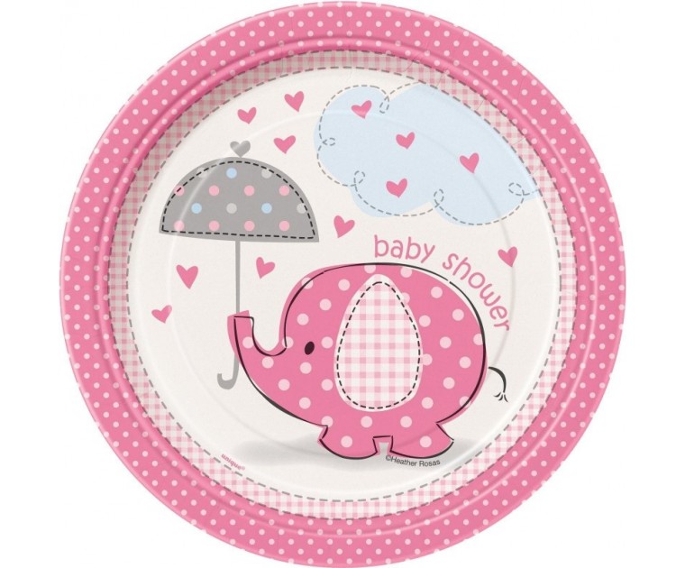 Pratos Baby Shower Elefante Rosa