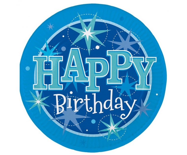 Pratos Happy Birthday Azuis