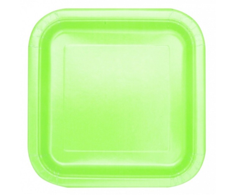 Pratos Quadrados Verde Maçã 22 cms