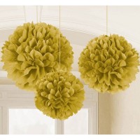 Set de 3 Pompons Dourados