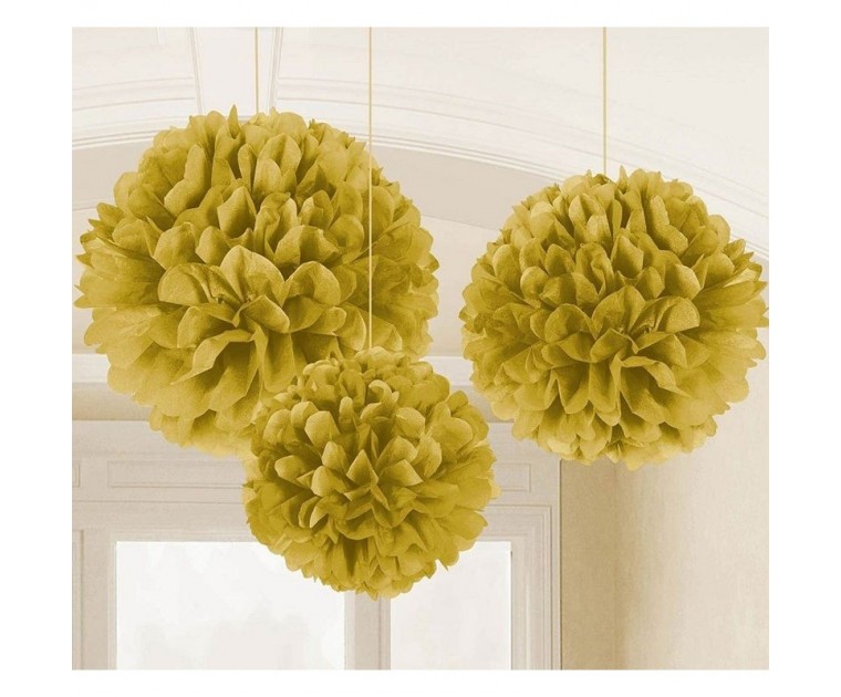 Set de 3 Pompons Dourados