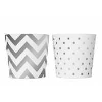 Taças Sobremesa Chevron Branco e Prata