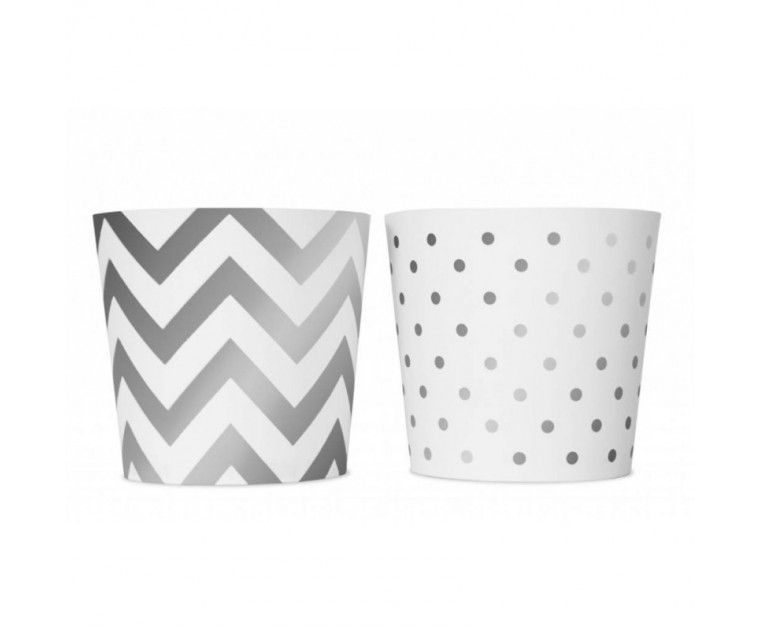 Taças Sobremesa Chevron Branco e Prata