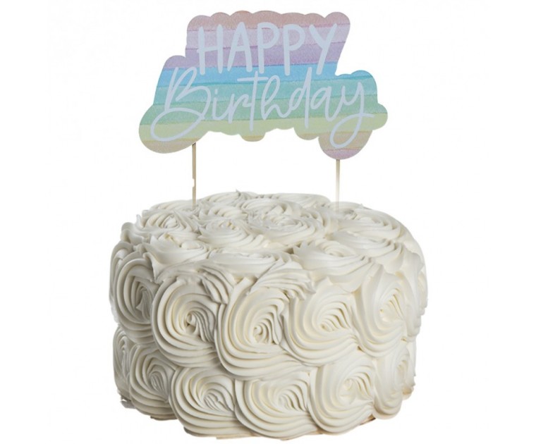 Topo Bolo Pastel Colors Happy Birthday