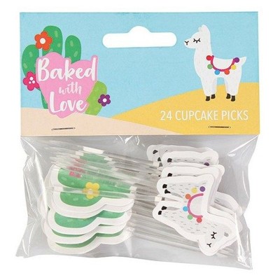 24 Topper Cup Cakes Lamas e Cactos