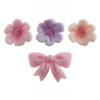 Decorações Comestíveis Laços e Flores Cores Sortidas