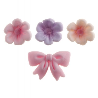 Decorações Comestíveis Laços e Flores Cores Sortidas