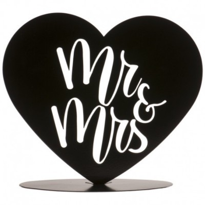 Topo Bolo Casamento MR & MRS Coração Metal