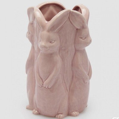 Jarra Rosa Coelhos 30 cms