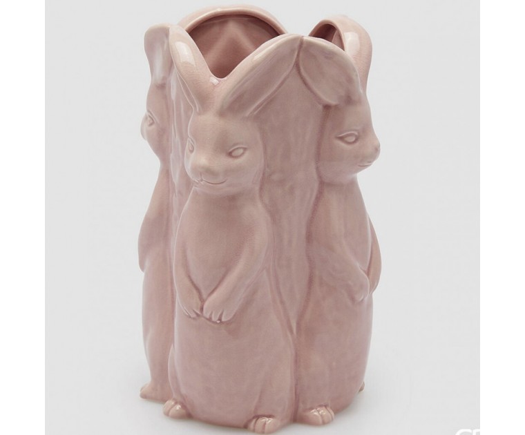 Jarra Rosa Coelhos 30 cms