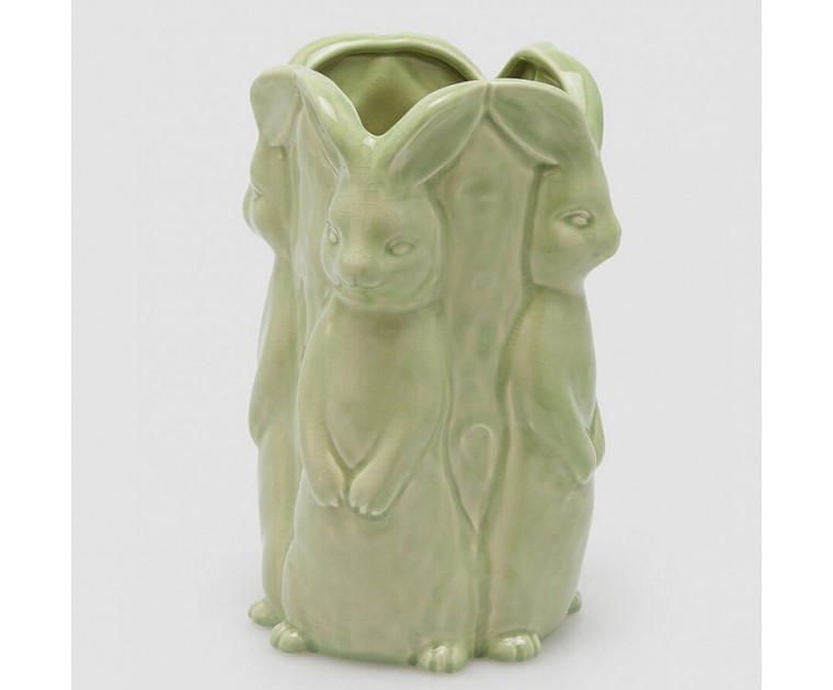 Jarra Verde Coelhos 24 cms