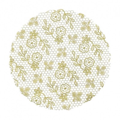 Tapetinho Transparente Rendado Dourado 7cm