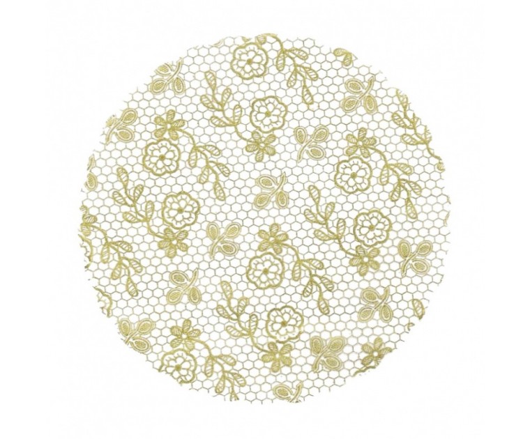 Tapetinho Transparente Rendado Dourado 7cm
