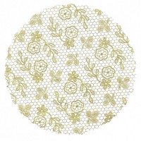 Tapetinho Transparente Rendado Dourado 9cm
