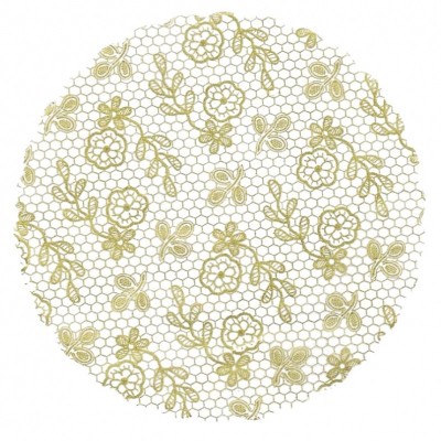 Tapetinho Transparente Rendado Dourado 9cm