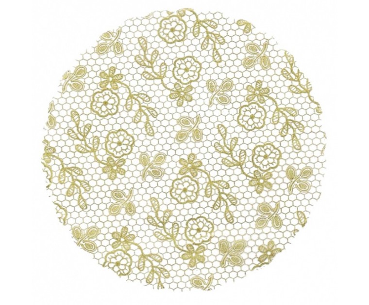 Tapetinho Transparente Rendado Dourado 9cm