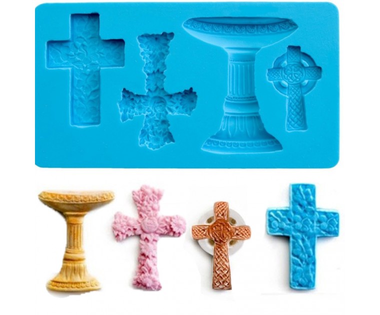 Molde de Silicone Cruzes e Pia Baptismal Molde de Silicone Cruzes e Pia Baptismal