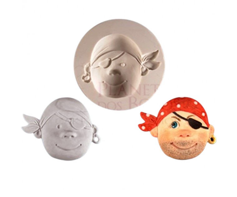 Molde Silicone Cara de Pirata com lenço