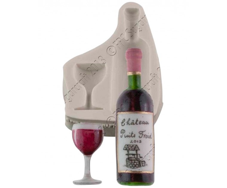 Molde Silicone Garrafa e Copo de Vinho
