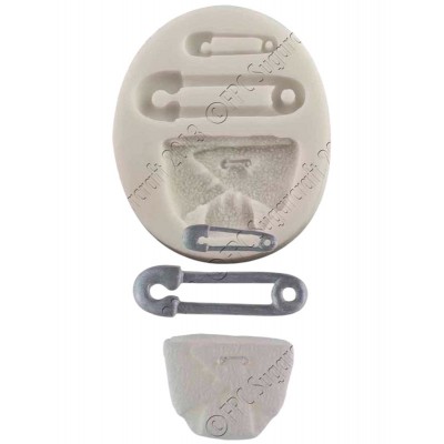 Molde Silicone Fralda e Alfinetes