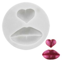 Molde de Silicone Lábios e Coração