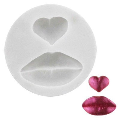 Molde de Silicone Lábios e Coração