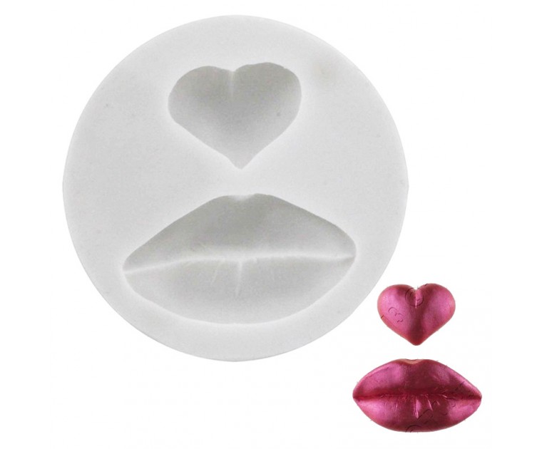 Molde de Silicone Lábios e Coração