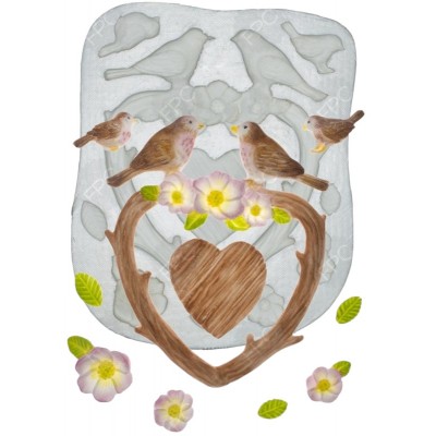 Molde de Silicone Casamento Lovebirds