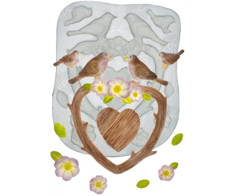 Molde de Silicone Casamento Lovebirds