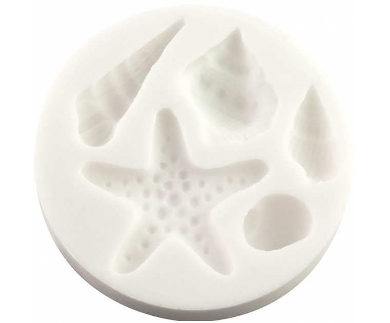 Molde Silicone Estrela e Conchas do Mar