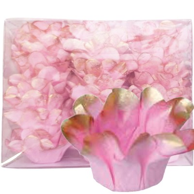 Conj. 30 Forminhas Rosa Bebé e Dourado