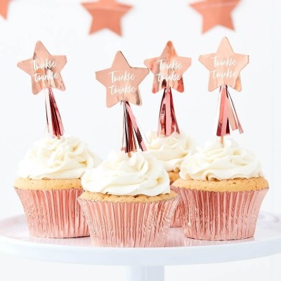 12 Topper Cup Cakes Rose Gold TWINKLE TWINKLE 12 Topper Cup Cakes Rose Gold TWINKLE TWINKLE