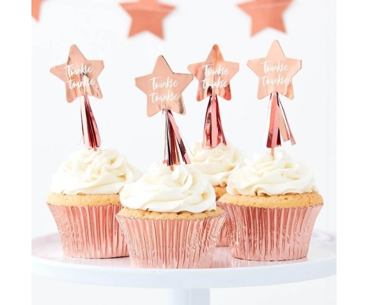 12 Topper Cup Cakes Rose Gold TWINKLE TWINKLE 12 Topper Cup Cakes Rose Gold TWINKLE TWINKLE
