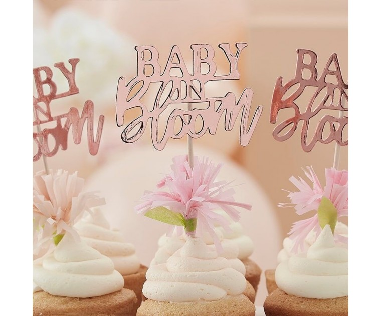 Toppers Baby Shower "Baby In Bloom" Rose Gold