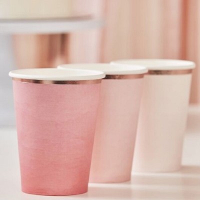 Copos Rosa Degradé Risca Dourada