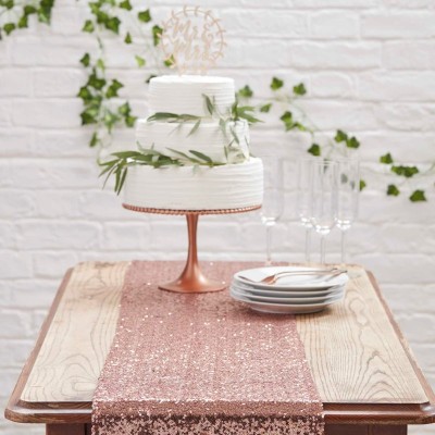 Table Runner Lantejoulas Rose Gold