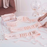 Conj. 6 Faixas Rosa e Rose Gold Team Bride