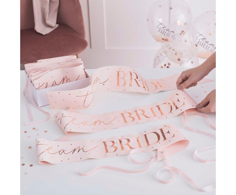 Conj. 6 Faixas Rosa e Rose Gold Team Bride