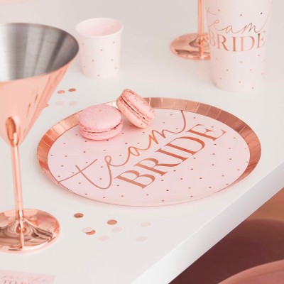 Pratos Despedida Solteira  Rose Gold Team Bride