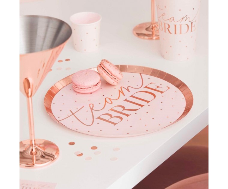 Pratos Despedida Solteira  Rose Gold Team Bride