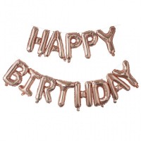 Banner Balões Ar Happy Birthday Rose Gold
