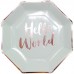 Pratos Menta e Rose Gold Hello World